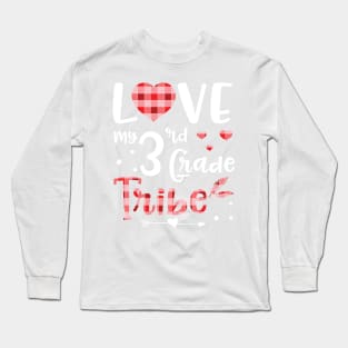 Teacher Students Seniors Love My 3rd Grade Tribe Happy First Day Of School Long Sleeve T-Shirt